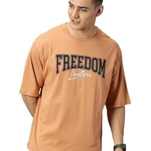 THE HOLLANDER Mens Half Sleeve Cotton Oversized Fit Drop Shoulder Printed T-Shirt