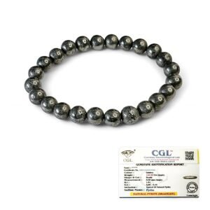 ASTROMUDRA Pyrite Bracelet | Metallic Fools Gold Beads for Confidence & Prosperity | Unisex Stretch Wristwear Elegant Spiritual Jewelry for Work | Gift‑Ready Fashion Accessory for Men and Women