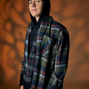 Green Checked Relaxed Fit Shacket